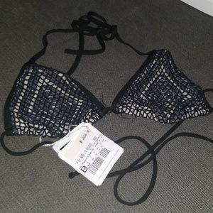 Black and tan bikini top